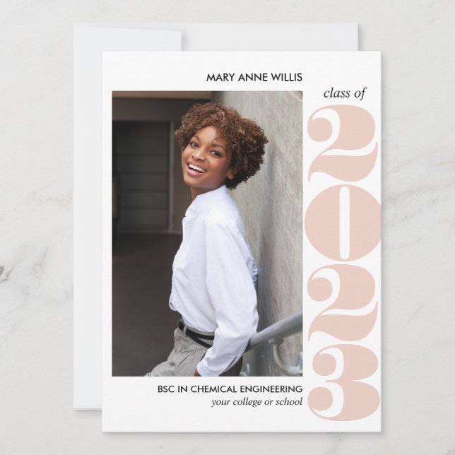 CARTE ANNÉE ÉPIQUE | BLUSH PINK COLLEGE DIPLÔME PHOTO (Devant)