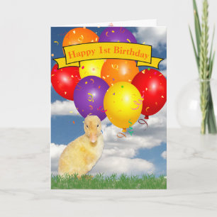 Carte Année personnalisée Anniversaire Ballons colorés
