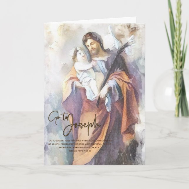 Carte Année religieuse de saint Joseph Enfant Jésus cath (Devant)