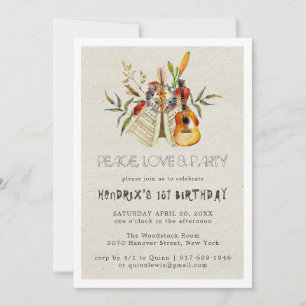 Carte Années 60 super Thème Anniversaire Fête Boho Invit