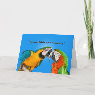 Carte Anniversaire, 10e, Perroquets amoureux