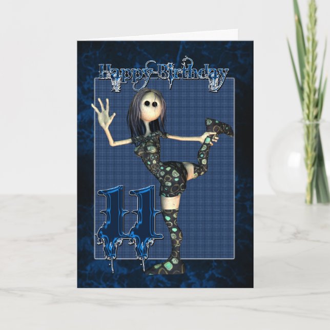 Carte anniversaire 11e avec Moonies H.I.P Rag Doll (Devant)