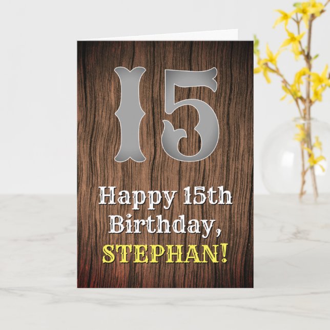 Carte Anniversaire 15e : Pays Inspiré par l'Ouest Look,  (Fleur jaune)