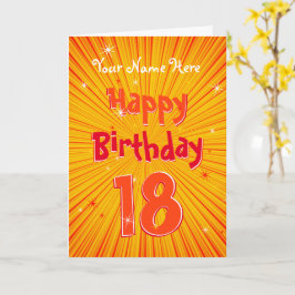 Carte Anniversaire 18 ans Fun Orange Sunburst modifiable