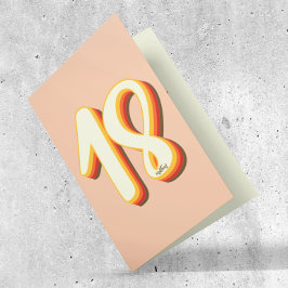 Carte Anniversaire 18 ans Peach Moderne Rétro Groovy