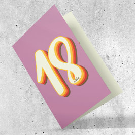 Carte Anniversaire 18 ans Rose Moderne Rétro Groovy
