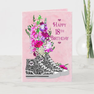 Carte Anniversaire 18, Filles, Basket fantaisie noir/bla