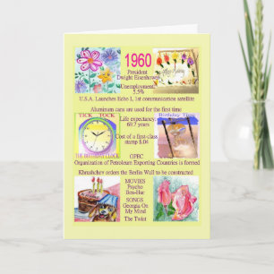 Carte Anniversaire 1960 avec des anecdotes amusantes au