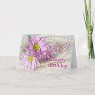 Carte anniversaire 20e avec marguerites