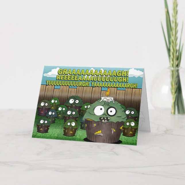 Carte Anniversaire #2 de petit gâteau de zombi (Devant)