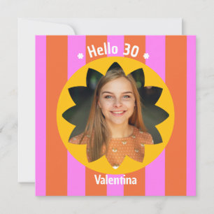 Carte anniversaire 30 ans photo colorée rose jaune tenda