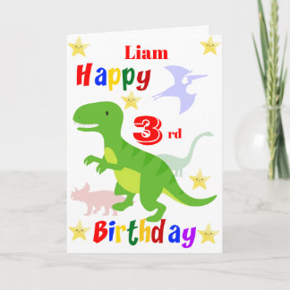 Carte Anniversaire 3 ans Dinosaure Vert