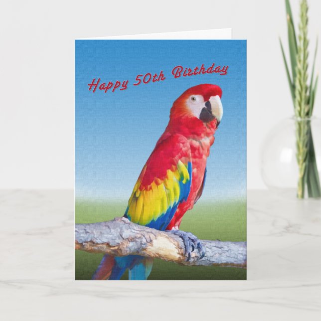 Carte Anniversaire, 50, Macaw Parrot (Devant)