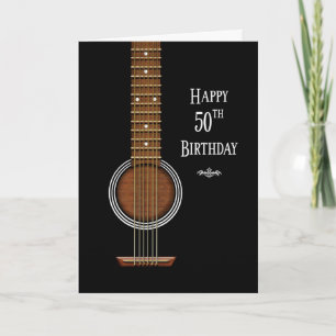Carte Anniversaire, 50e, Guitare acoustique noire