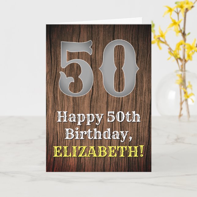 Carte Anniversaire 50e : Pays Inspiré par l'Ouest Look,  (Fleur jaune)