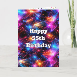 Carte Anniversaire 55 ans Néon Polygone Abstrait