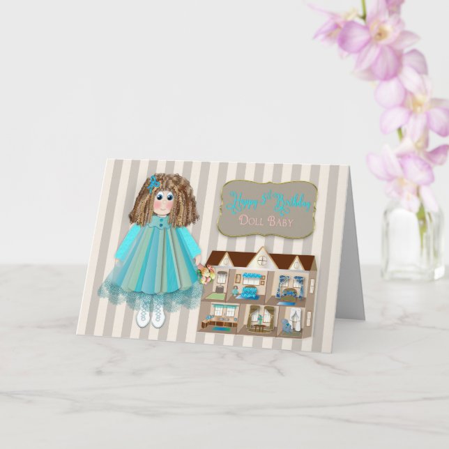 Carte Anniversaire, 5e Pour Filles, Poupée & Dollhouse (Orchidée)