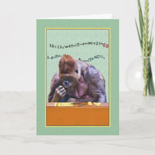 Carte Anniversaire, 69ème, Gorilla au bureau