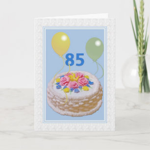 Carte Anniversaire, 85th, gâteau et ballons