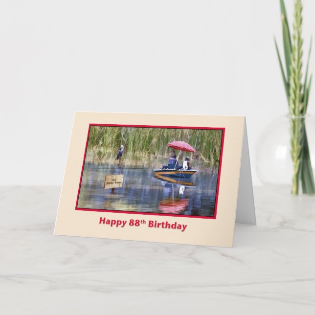 Carte Anniversaire, 88e, Deux pêcheurs au lac (Devant)