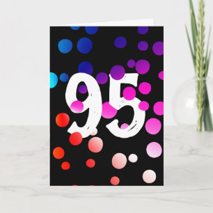 Carte Anniversaire 95 ans points arc-en-ciel sur fond no