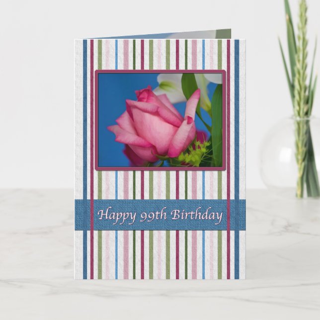 Carte Anniversaire, 99ème, Rose rouge (Devant)