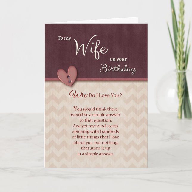 Carte Anniversaire à la femme - Pourquoi je t'aime ? (Devant)