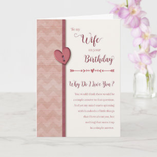 Carte Anniversaire à la femme - Pourquoi je t'aime ? Car