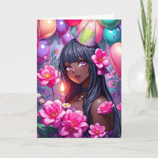 Carte Anniversaire à thème Anniversaire Fille de couleur