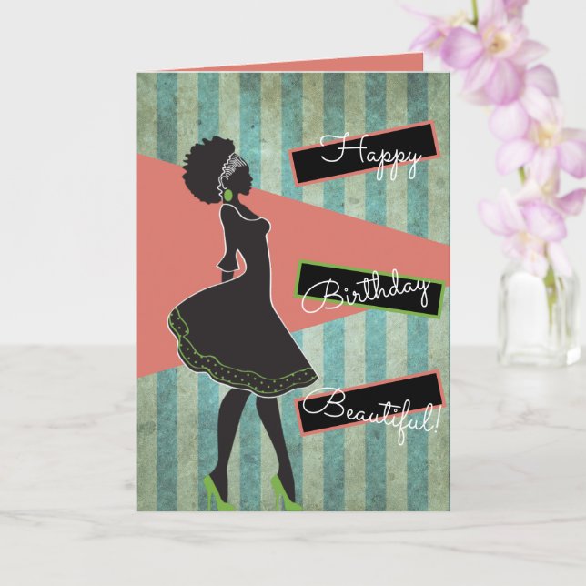 Carte Anniversaire africain/africain de la silhouette am (Orchidée)