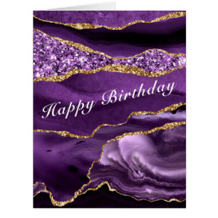 Carte Anniversaire Agate Violet violet Or Marbre