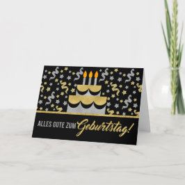 Carte Anniversaire ALLEMAND en Parties scintillant Gold 