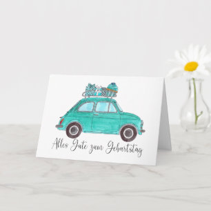Carte Anniversaire allemand Retro Fiat 500