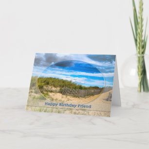 CARTE ANNIVERSAIRE - AMI - PLAGE/OCÉAN/DUNES/SCÈNE