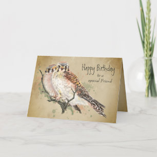 Carte Anniversaire Ami spécial Kestrel Falcon Bird