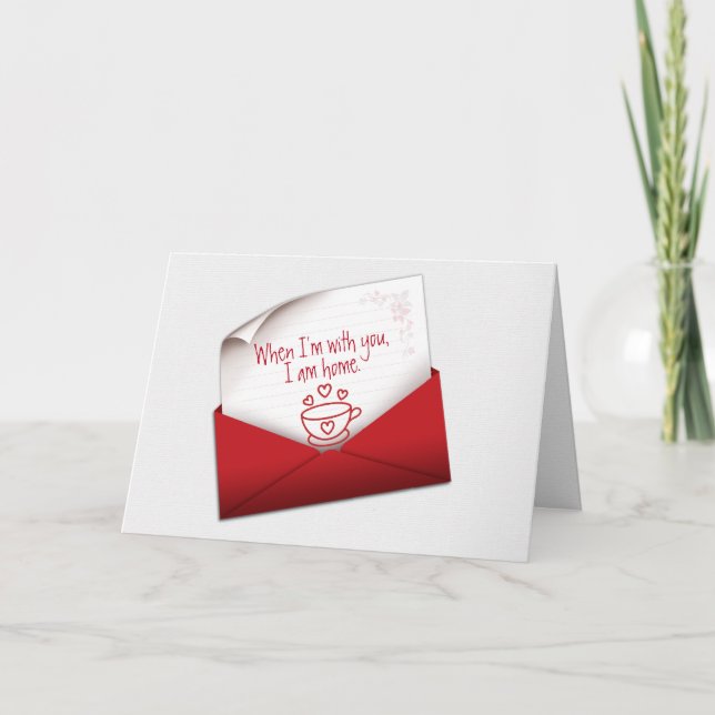Carte Anniversaire Amour Note Dans L'Enveloppe Rouge (Devant)
