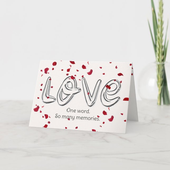 Carte Anniversaire Amour Texte Avec Baisse Pétales Roses (Devant)