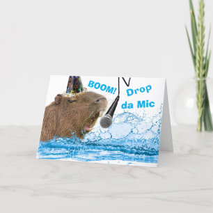 Carte Anniversaire amusant Capybara lâche la musique
