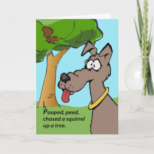 Carte Anniversaire amusant, chien de dessin, écureuil da