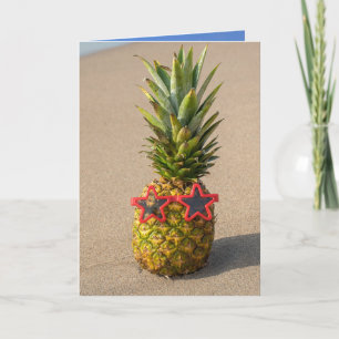 Carte Anniversaire ananas avec lunettes de soleil