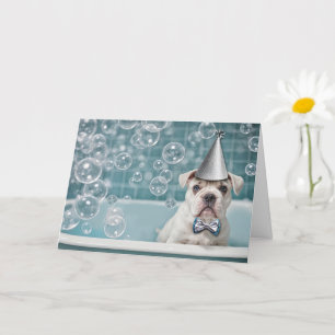 Carte Anniversaire anglais Bulldog mignonne et drôle dan
