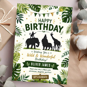 Carte Anniversaire Animaux Sauvages de la Jungle