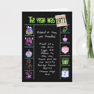 Carte Anniversaire Année 1971 Fun Trivia Faits