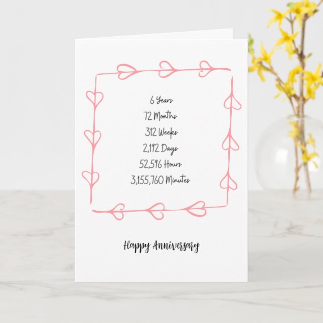 Carte Anniversaire Année 6 (Fleur jaune)