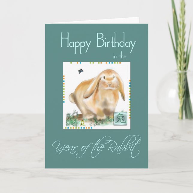 Carte Anniversaire-Année heureuse de lapin/de lièvres (Devant)