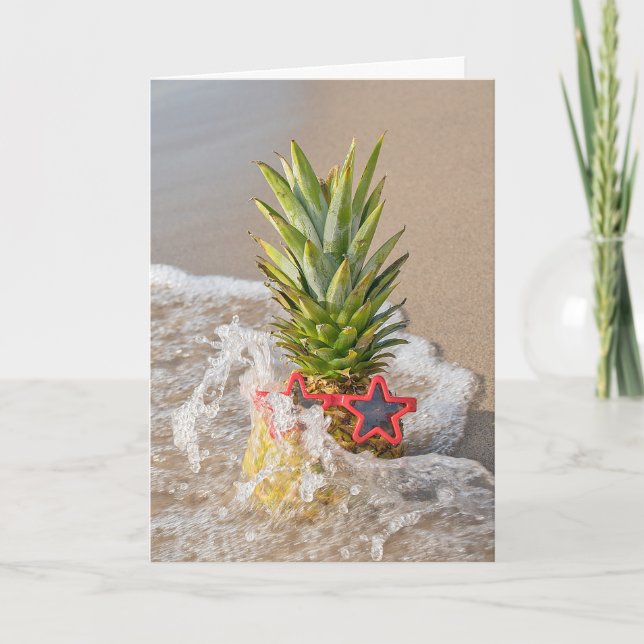 Carte Anniversaire Anniversaire Ananas Avec Lunettes De  (Devant)