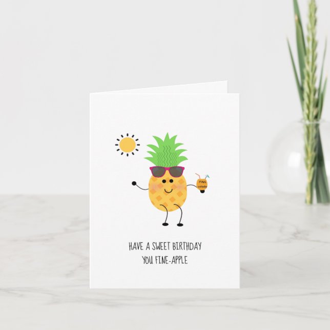 Carte Anniversaire Anniversaire Ananas - Carte Pla (Devant)