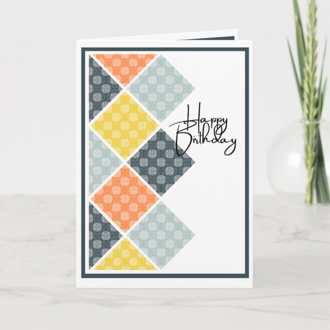 Carte Anniversaire Arabesque Rustique Couleurs Douteuses (Devant)
