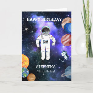 Carte Anniversaire Astronaut spatial Galaxy Planet