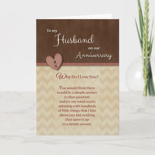 Carte Anniversaire au mari - Pourquoi je t'aime? (Devant)